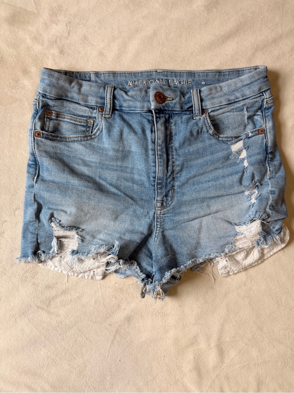 American Eagle Outfitters Light Blue Distressed Denim Shorts